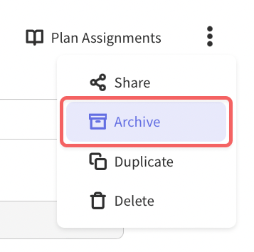 Archive button from more options button