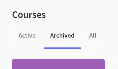 Archive tab on courses page